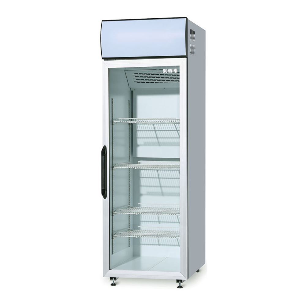 Шкаф-холодильный-Bonvini-400-со-стеклянной-дверьюверхним-расположением-агрегата