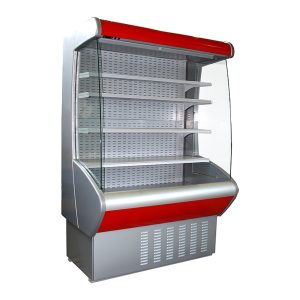 Витрина холодильная F 20-08 VM 1.9-2 (Carboma ВХСп-1,9) (0011-3020 боковины сер. пластик. декор красн)