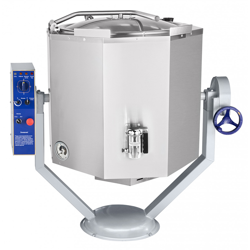 Котел пищеварочный КПЭМ-160-ОМР со сливным краном, цельнотянутый сосуд