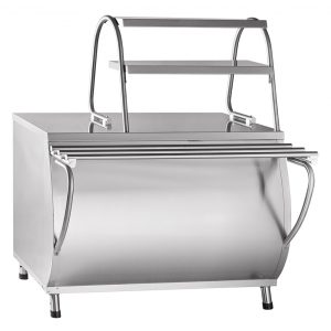 Прилавок горячих напитков ПГН-70М-02 нерж. (1120мм) с двумя полками