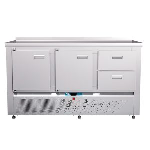Стол холод. среднетемпер. с ниж.располож. агрегата СХС-70Н-02 стол. 202 с борт.(дверь-дверь-ящик1/2)